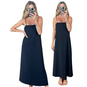 NWT Zara Navy Blue Minimalist Spaghetti Strap Wool Blend Midi Maxi Dress